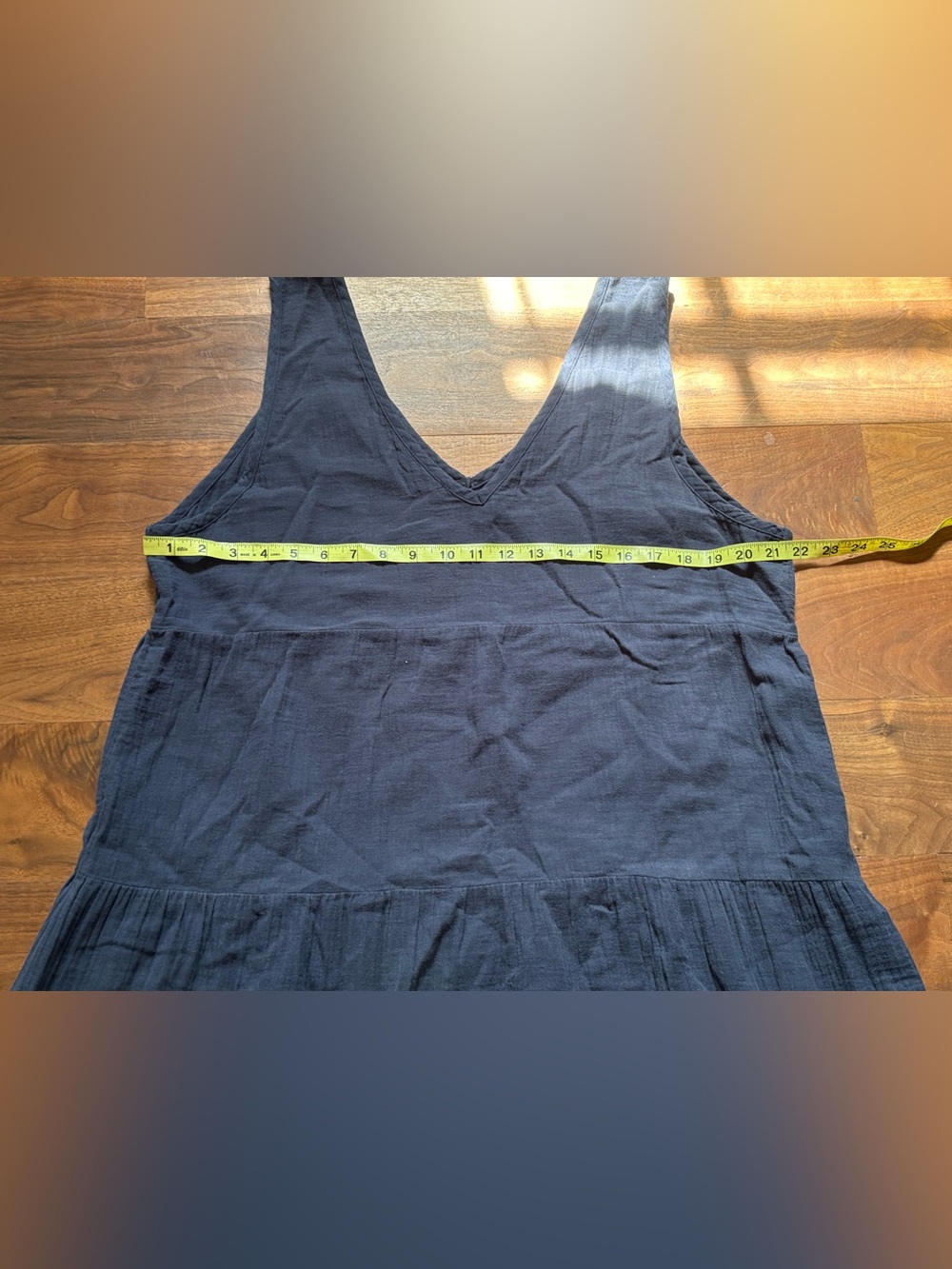 Quince Organic Cotton Tiered Gauze Maxi Dress Navy - Picture 8 of 9